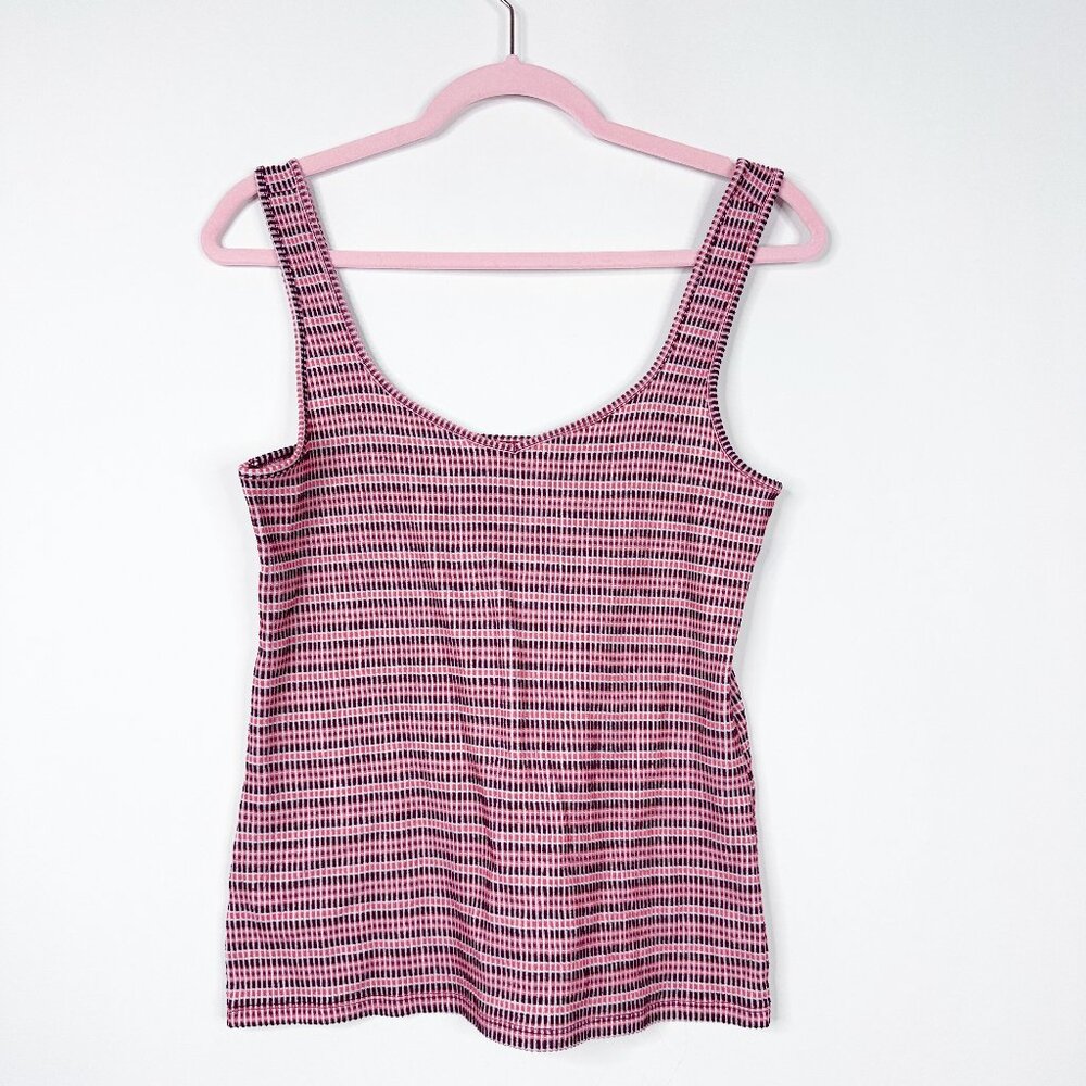 2/$30 LOFT Ribbed Pullover Tank Top Striped Red Purple Small #A1697